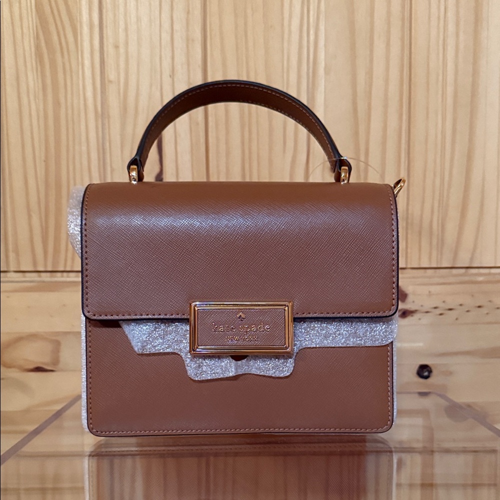 Kate Spade Tan Leather Satchel With Crossbody Strap